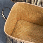 Panier rond tissé en jonc de mer et jacinthe d'eau Isidore pour le rangement de la maison