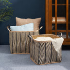 Panier rond tissé en jonc de mer et jacinthe d'eau Isidore pour le rangement de la maison