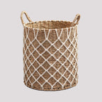 Panier rond tissé en jonc de mer et jacinthe d'eau Isidore pour le rangement de la maison
