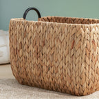 Panier rond tissé en jonc de mer et jacinthe d'eau Isidore pour le rangement de la maison