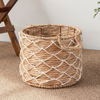 Panier rond tissé en jonc de mer et jacinthe d'eau Isidore pour le rangement de la maison