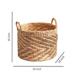 Panier rond tissé en jonc de mer et jacinthe d'eau Isidore pour le rangement de la maison