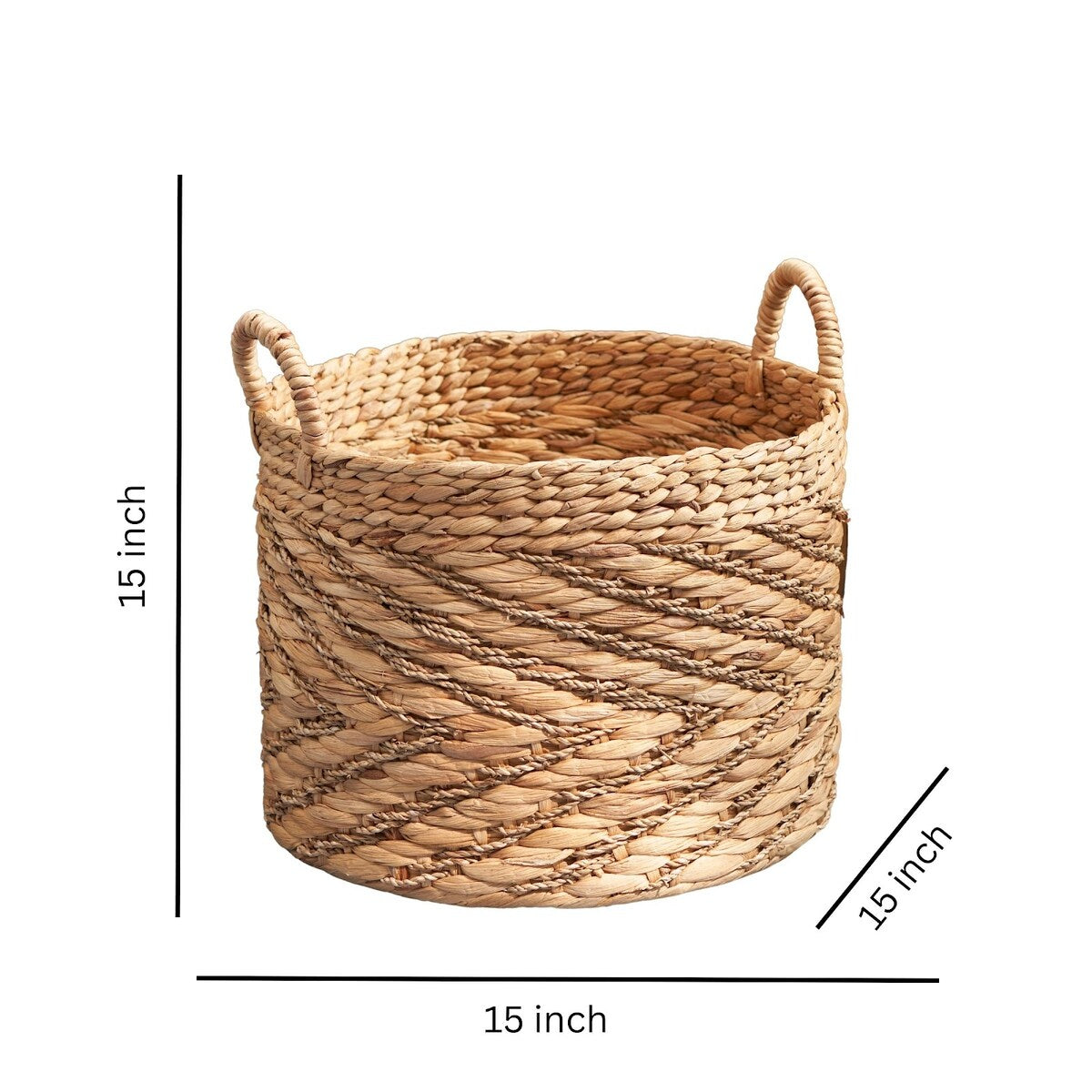 Panier rond tissé en jonc de mer et jacinthe d'eau Isidore pour le rangement de la maison