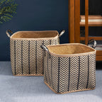 Panier rond tissé en jonc de mer et jacinthe d'eau Isidore pour le rangement de la maison