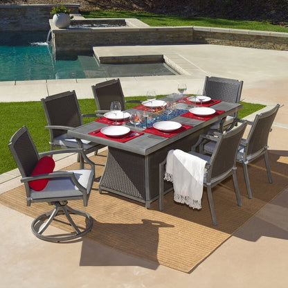 Ensemble de patio Kinger Home Isla en rotin 7 pièces avec table et foyer au propane - 76 pouces