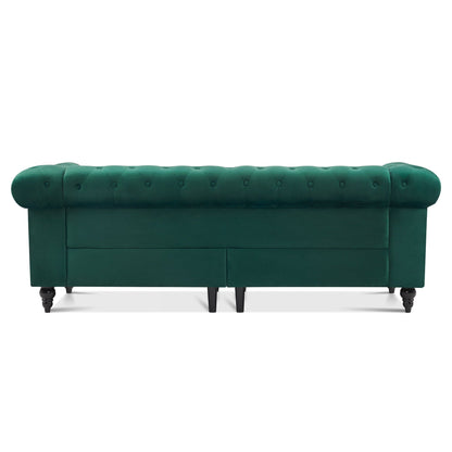 Petit canapé de bureau Ivinta, canapé Chesterfield capitonné en velours, canapé vintage du milieu du siècle