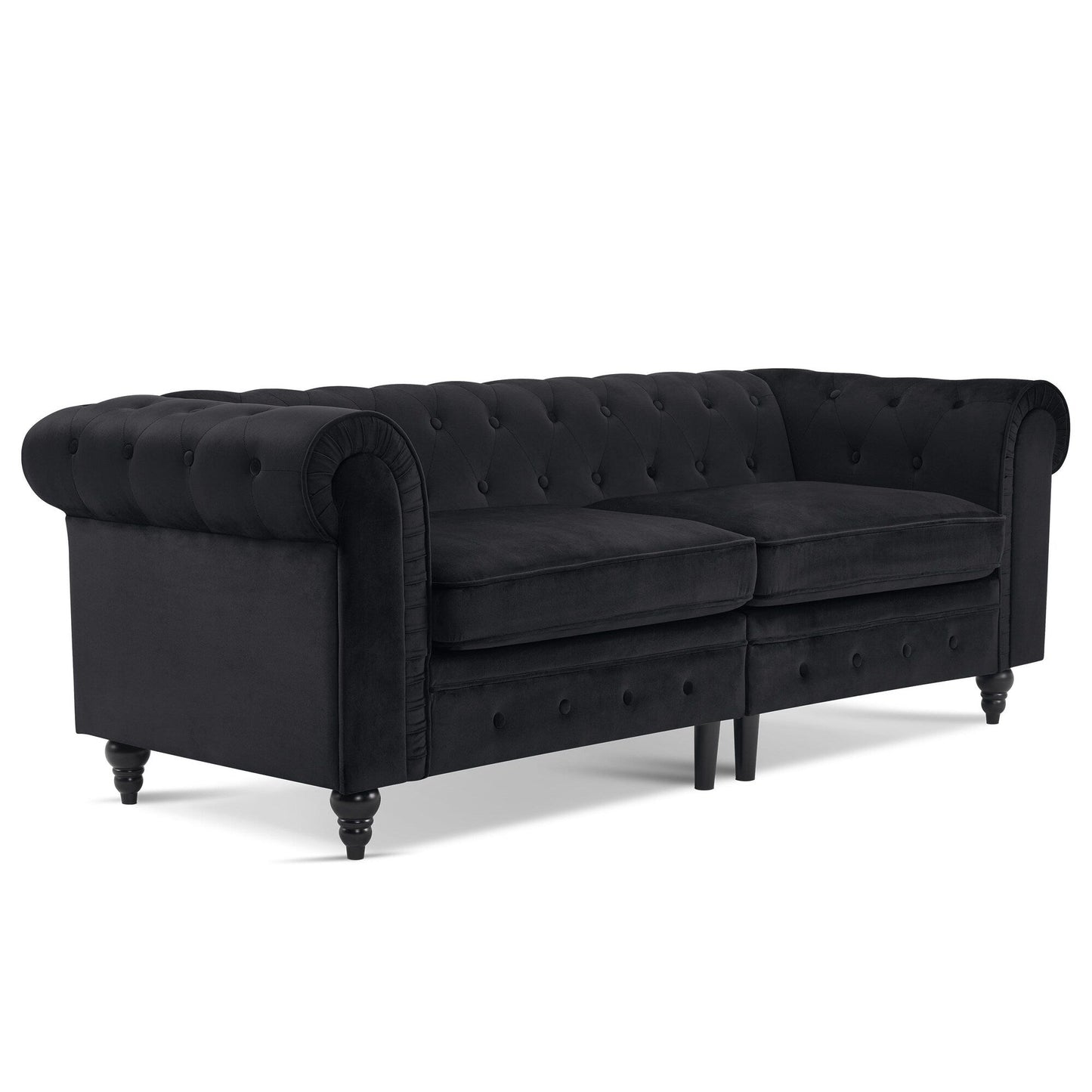 Petit canapé de bureau Ivinta, canapé Chesterfield capitonné en velours, canapé vintage du milieu du siècle