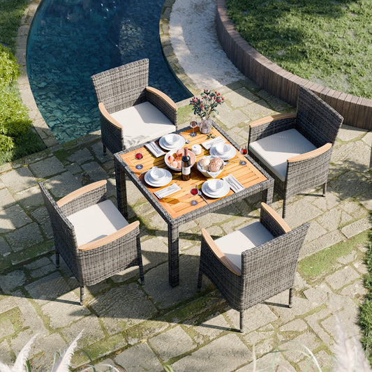 Ensemble de salle à manger d'extérieur Futzca avec table et chaises, 5 ou 7 pièces - N/A