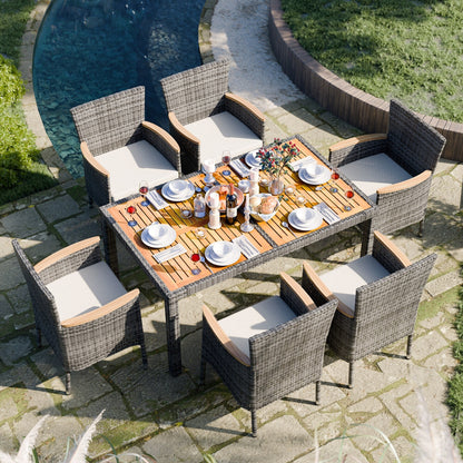 Ensemble de salle à manger d'extérieur Futzca avec table et chaises, 5 ou 7 pièces - N/A