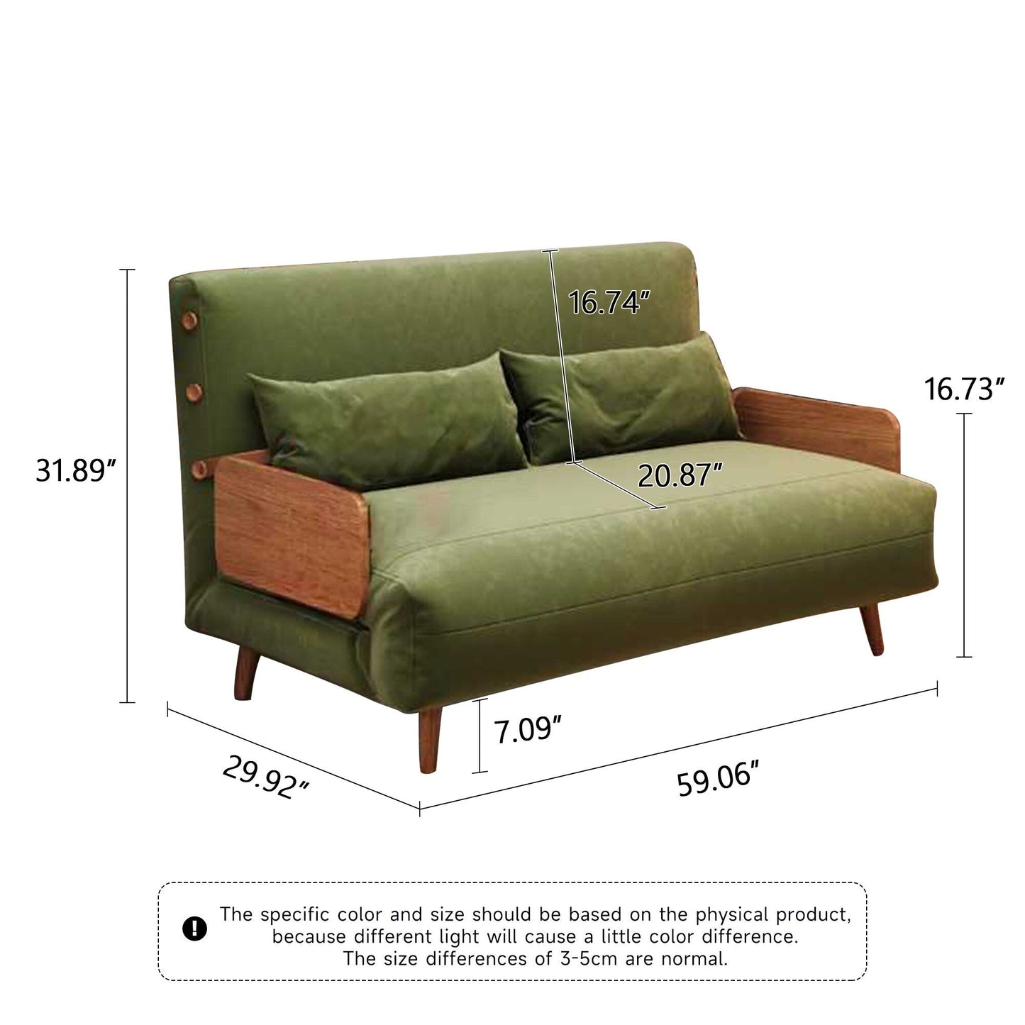 Canapé-lit rembourré moderne JASIWAY 59,1''