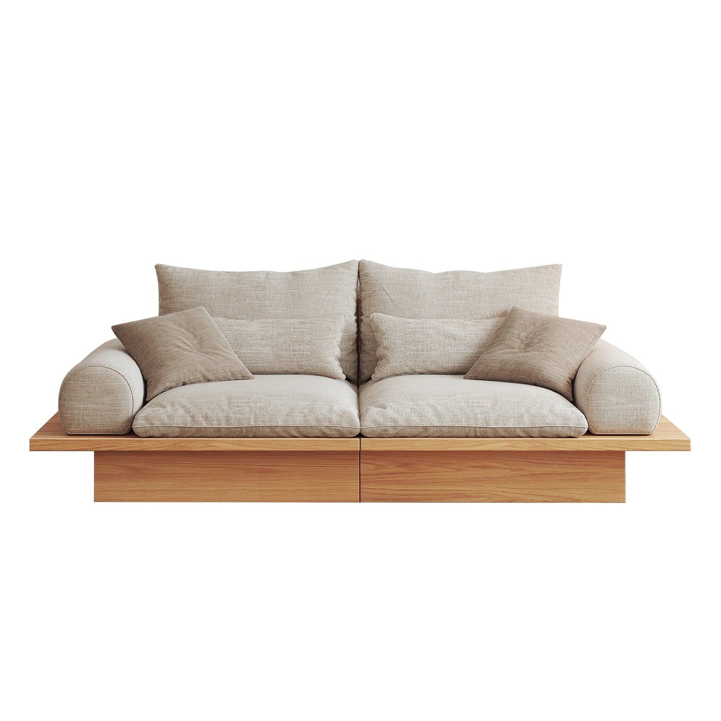 Canapé JASIWAY en coton beige avec cadre en bois