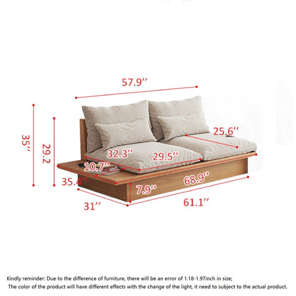 Canapé JASIWAY en coton beige avec cadre en bois