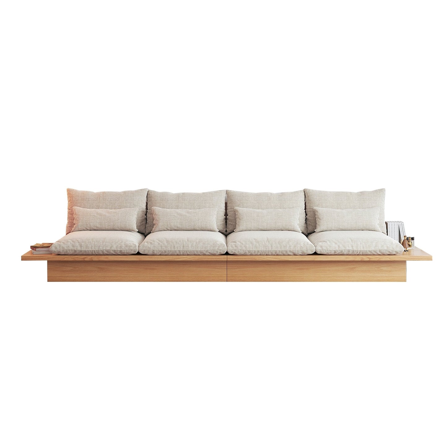 Canapé JASIWAY en coton beige avec cadre en bois