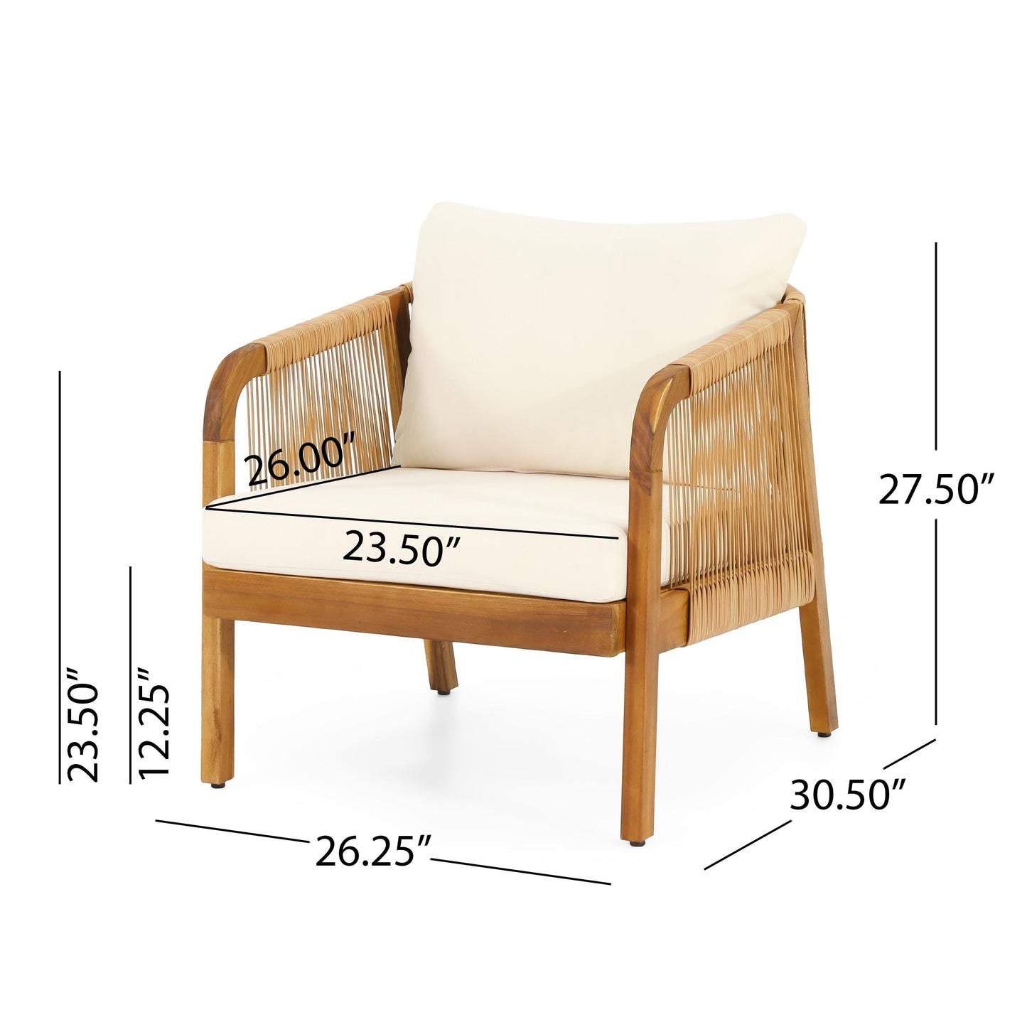 Ensemble de fauteuils club d'extérieur Jabe en bois d'acacia et osier par Christopher Knight Home