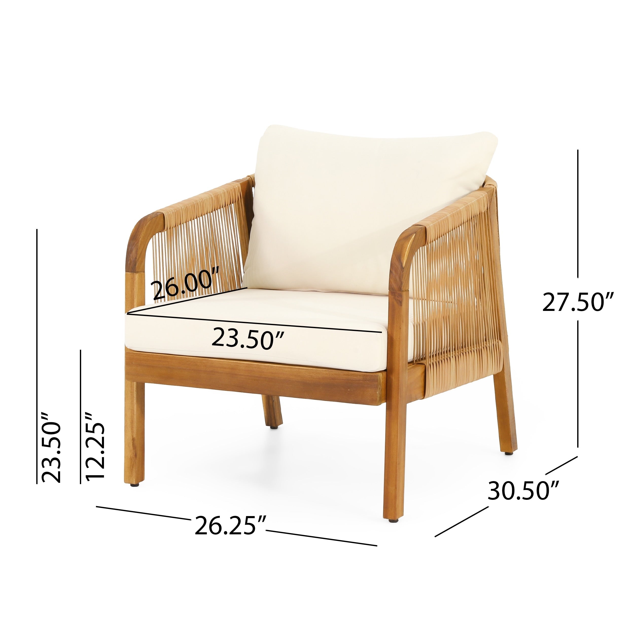 Ensemble de fauteuils club d'extérieur Jabe en bois d'acacia et osier par Christopher Knight Home