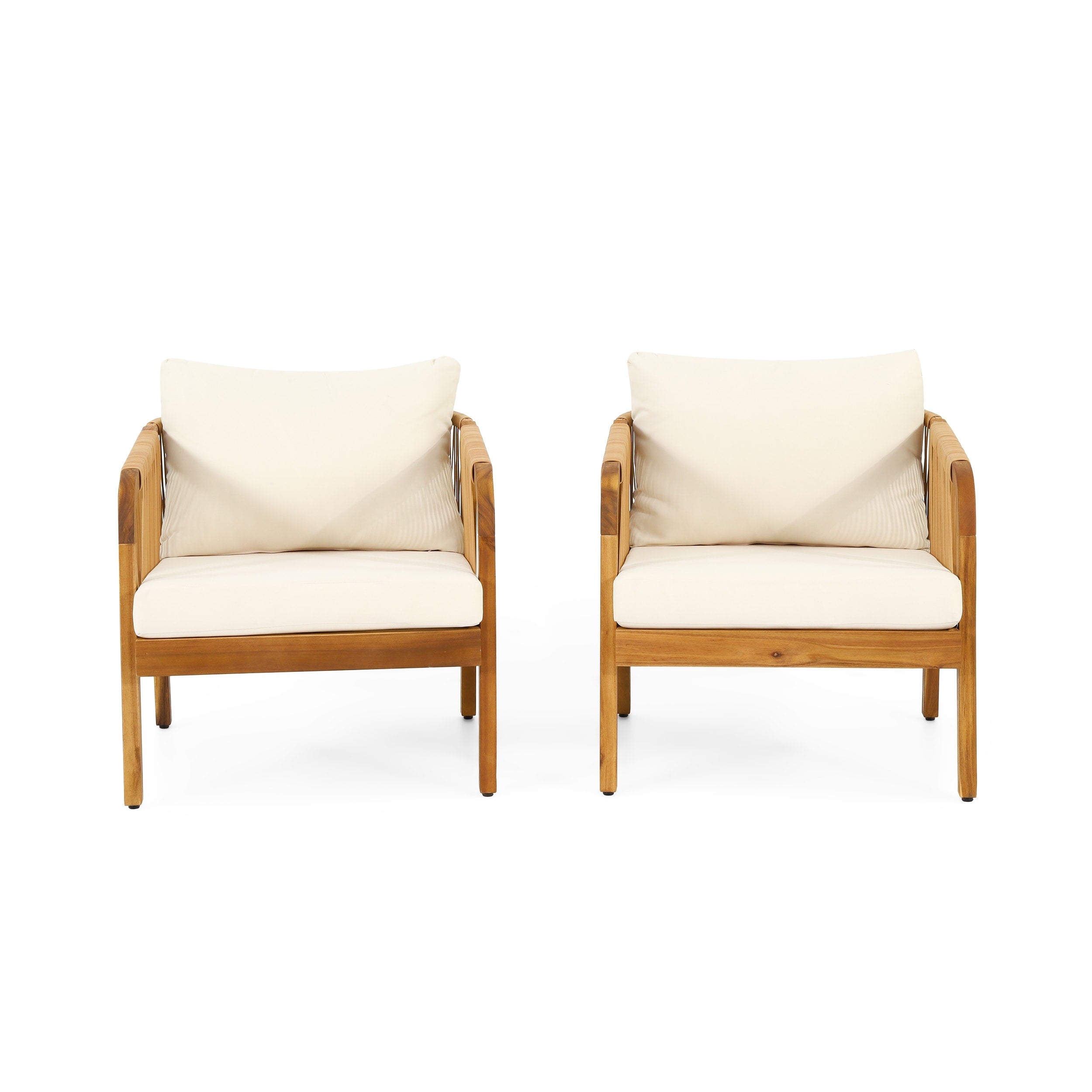 Ensemble de fauteuils club d'extérieur Jabe en bois d'acacia et osier par Christopher Knight Home