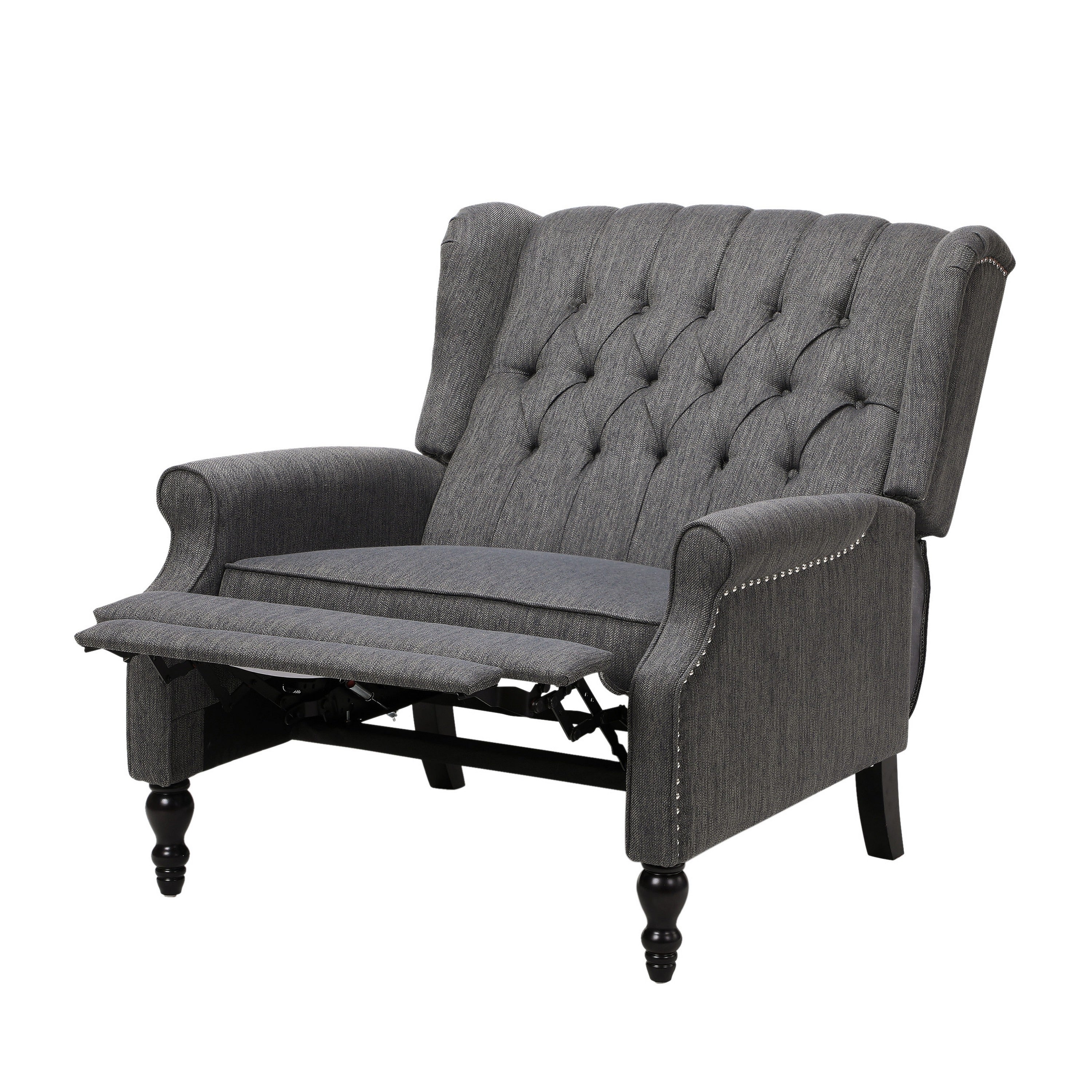 Fauteuil inclinable manuel surdimensionné Jade, capitonné gris foncé