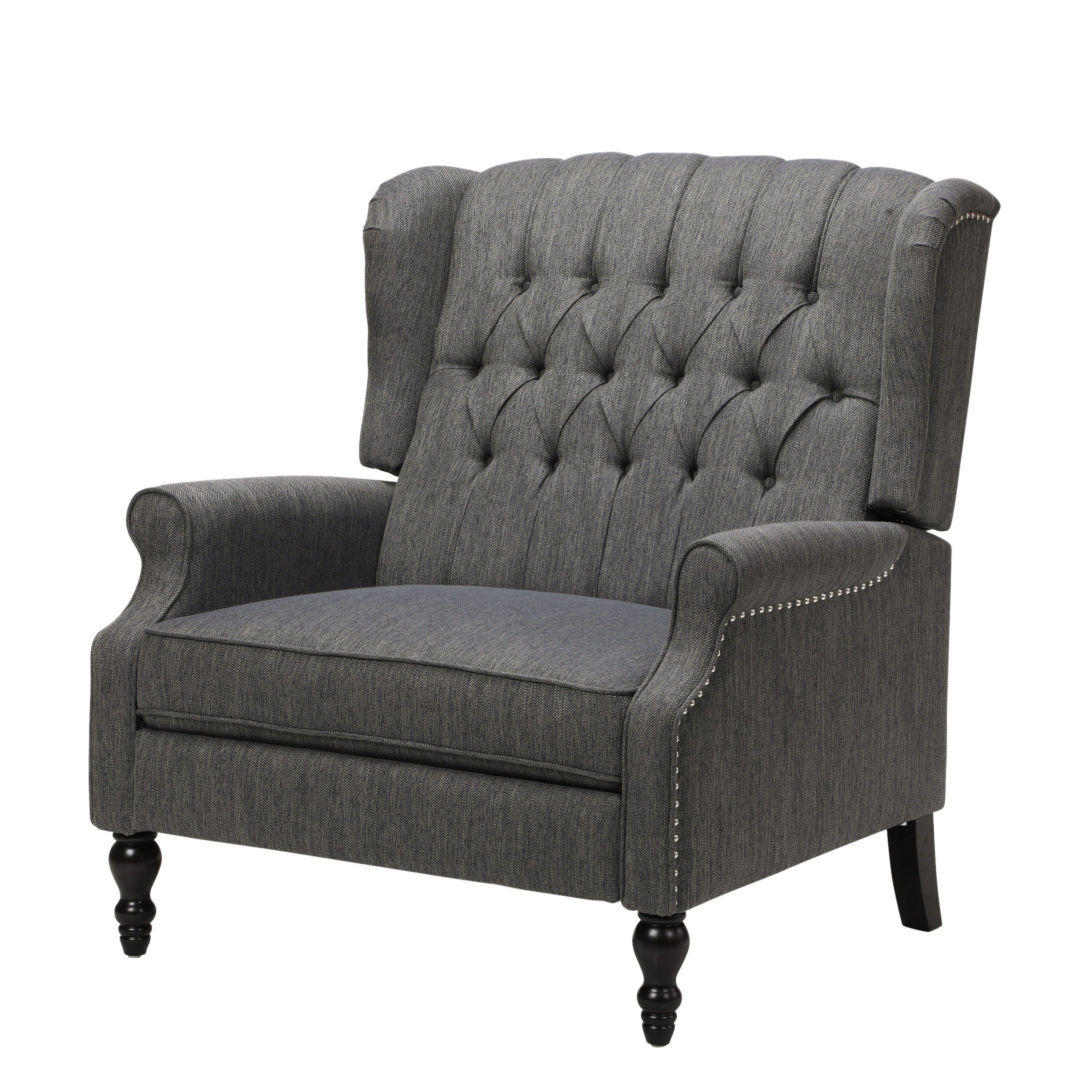 Fauteuil inclinable manuel surdimensionné Jade, capitonné gris foncé