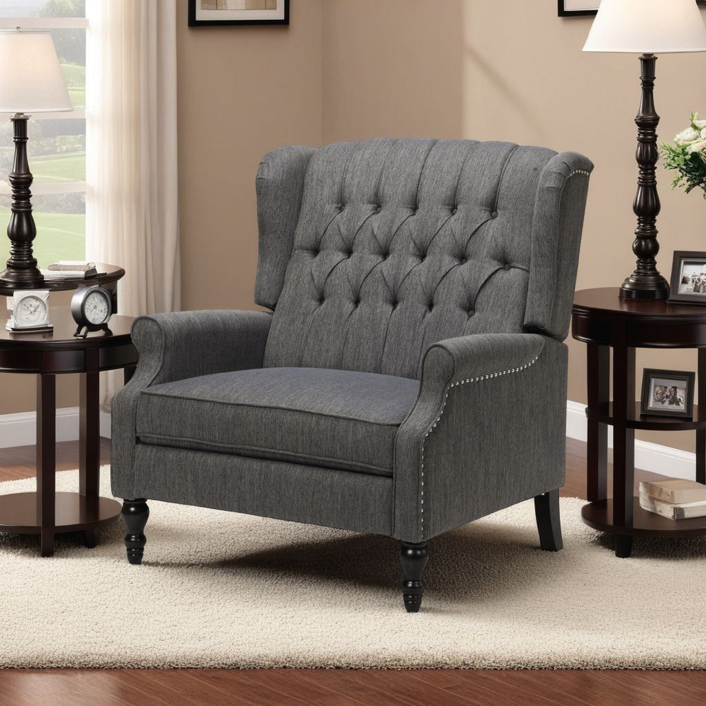 Fauteuil inclinable manuel surdimensionné Jade, capitonné gris foncé