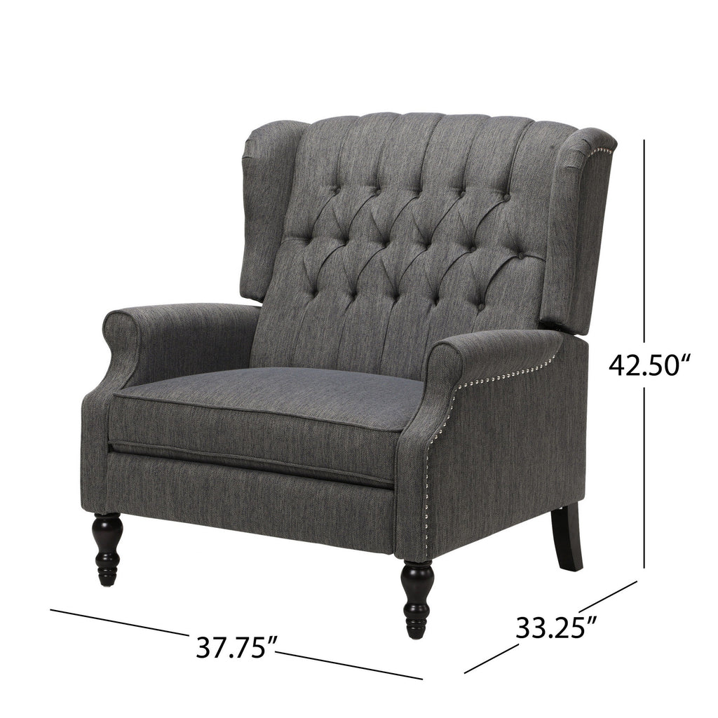 Fauteuil inclinable manuel surdimensionné Jade, capitonné gris foncé