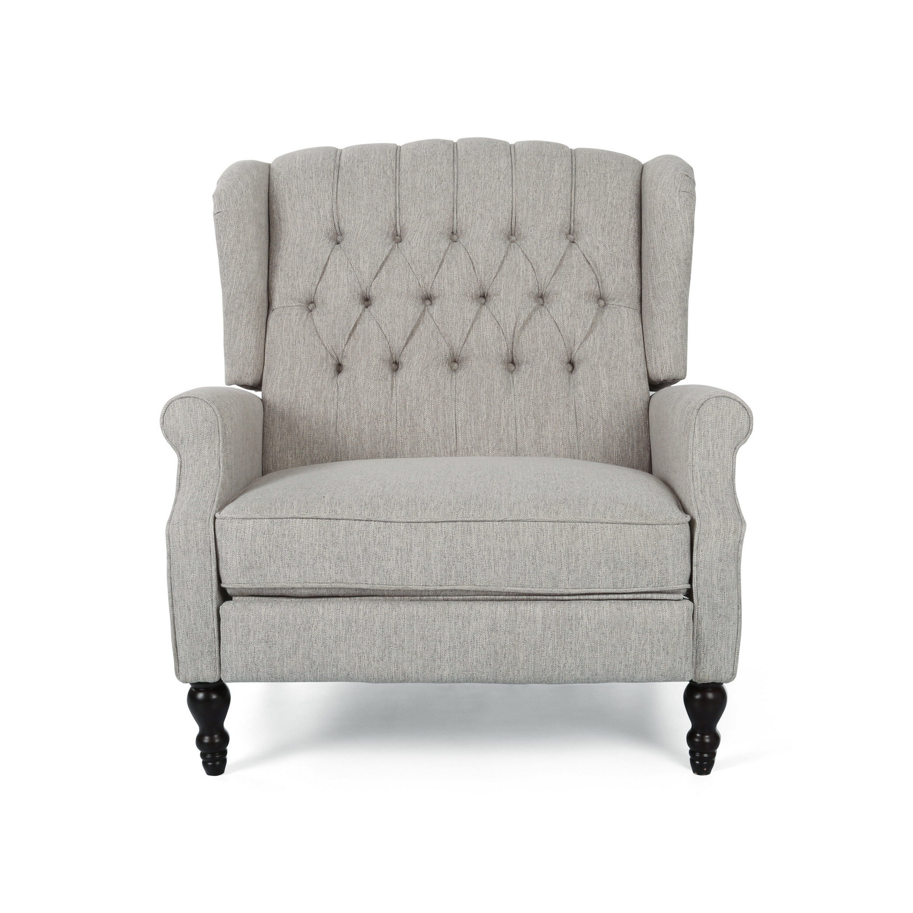 Fauteuil inclinable manuel surdimensionné Jade, capitonné gris clair