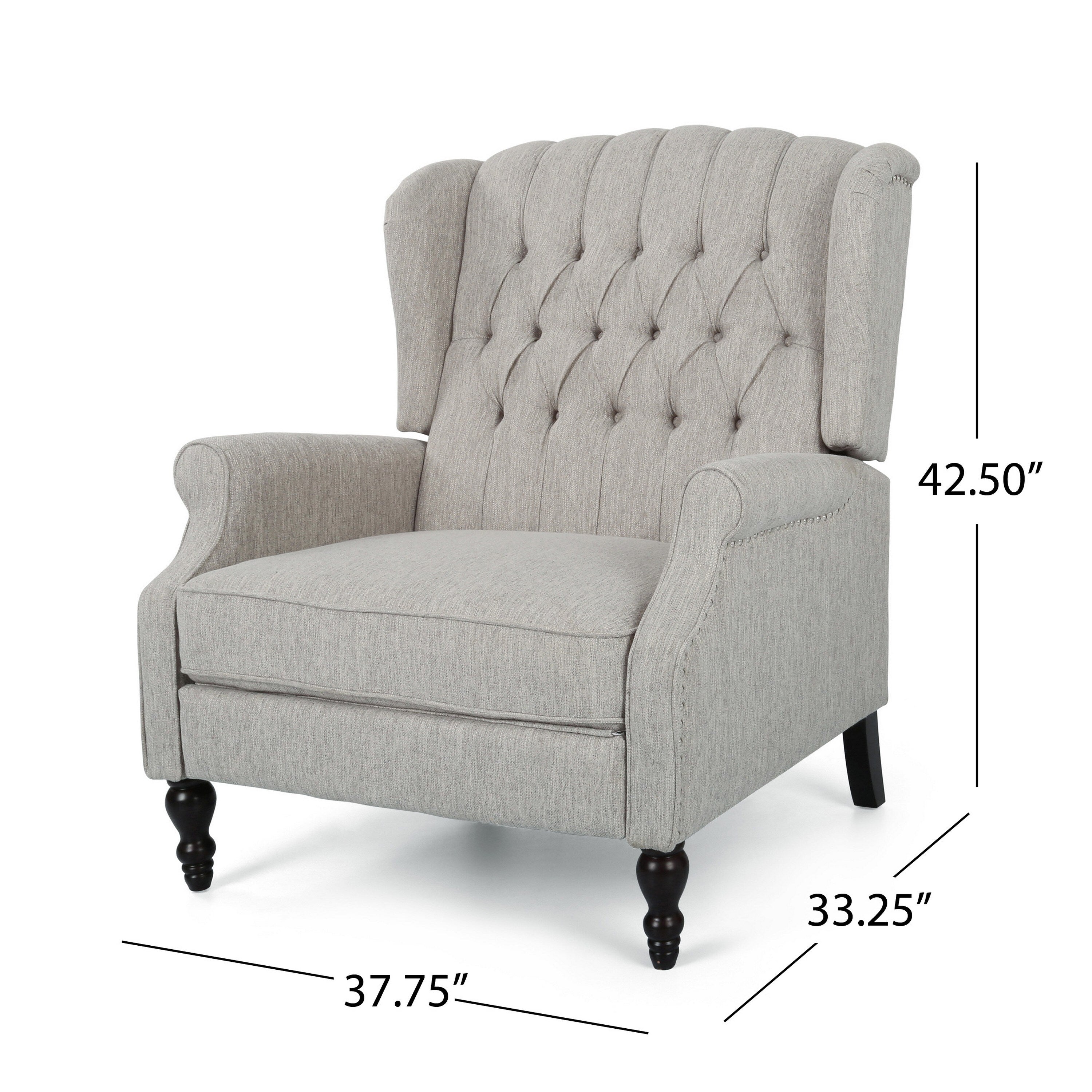 Fauteuil inclinable manuel surdimensionné Jade, capitonné gris clair