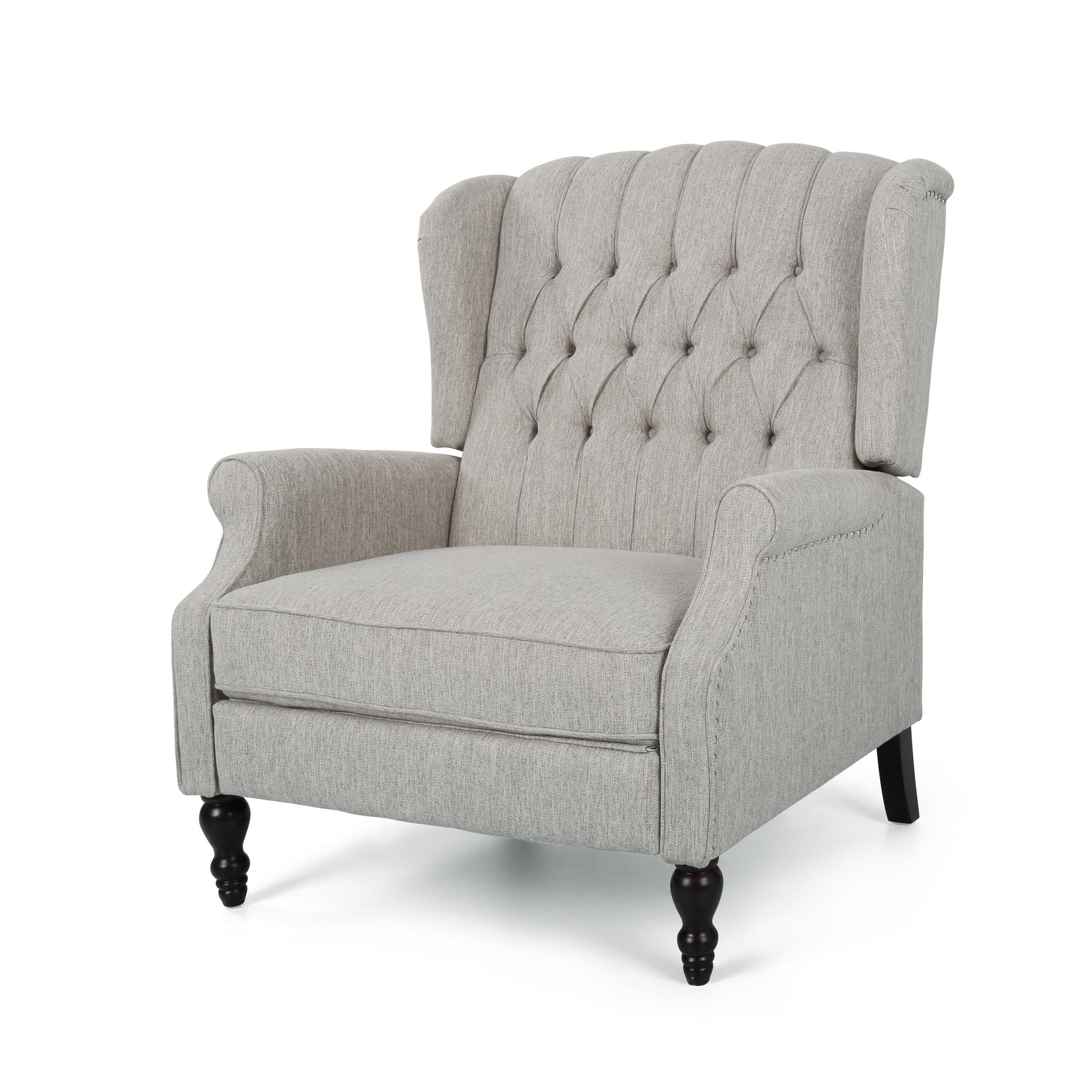 Fauteuil inclinable manuel surdimensionné Jade, capitonné gris clair