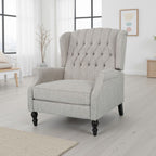 Fauteuil inclinable manuel surdimensionné Jade, capitonné gris clair