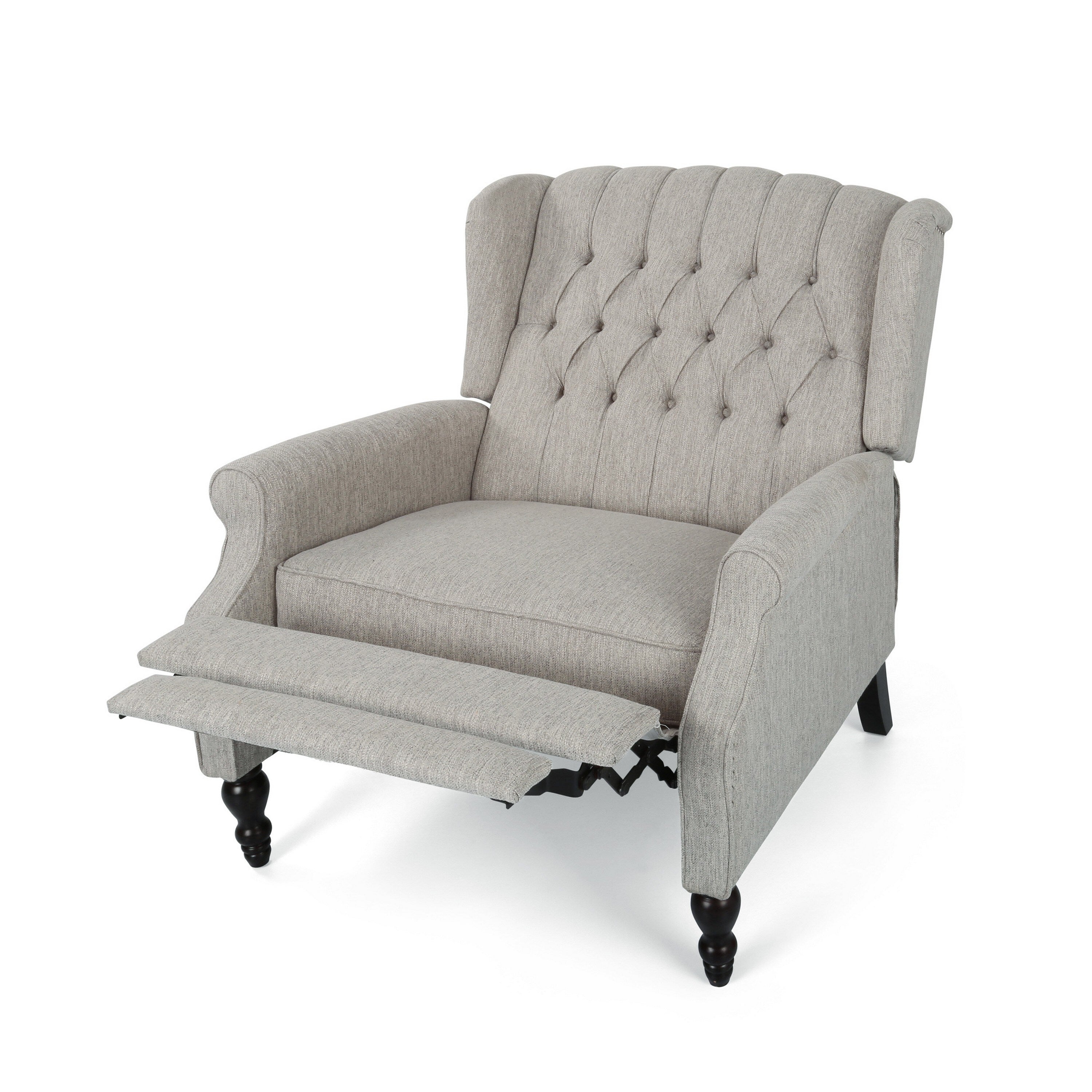 Fauteuil inclinable manuel surdimensionné Jade, capitonné gris clair
