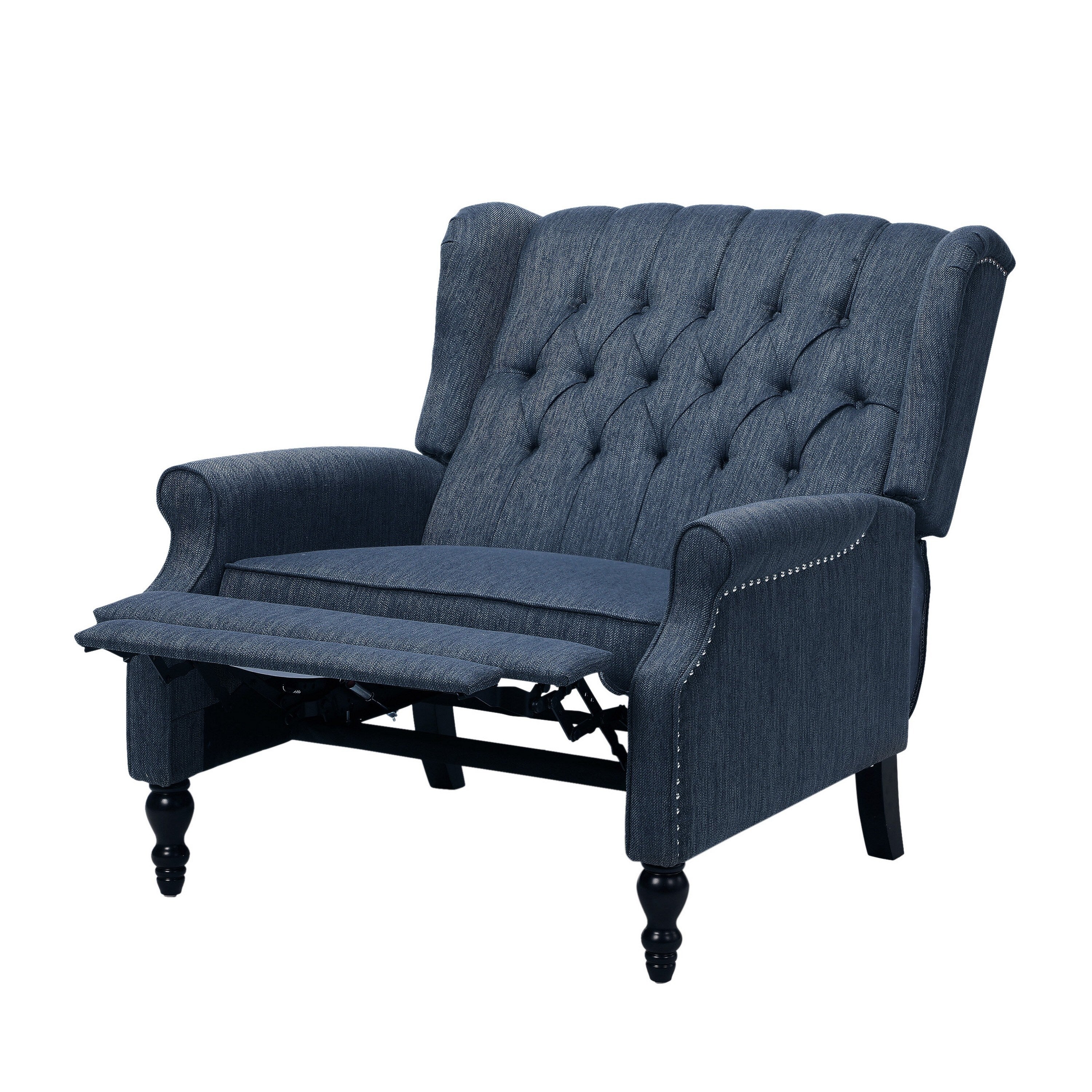 Fauteuil inclinable manuel surdimensionné Jade, capitonné bleu marine