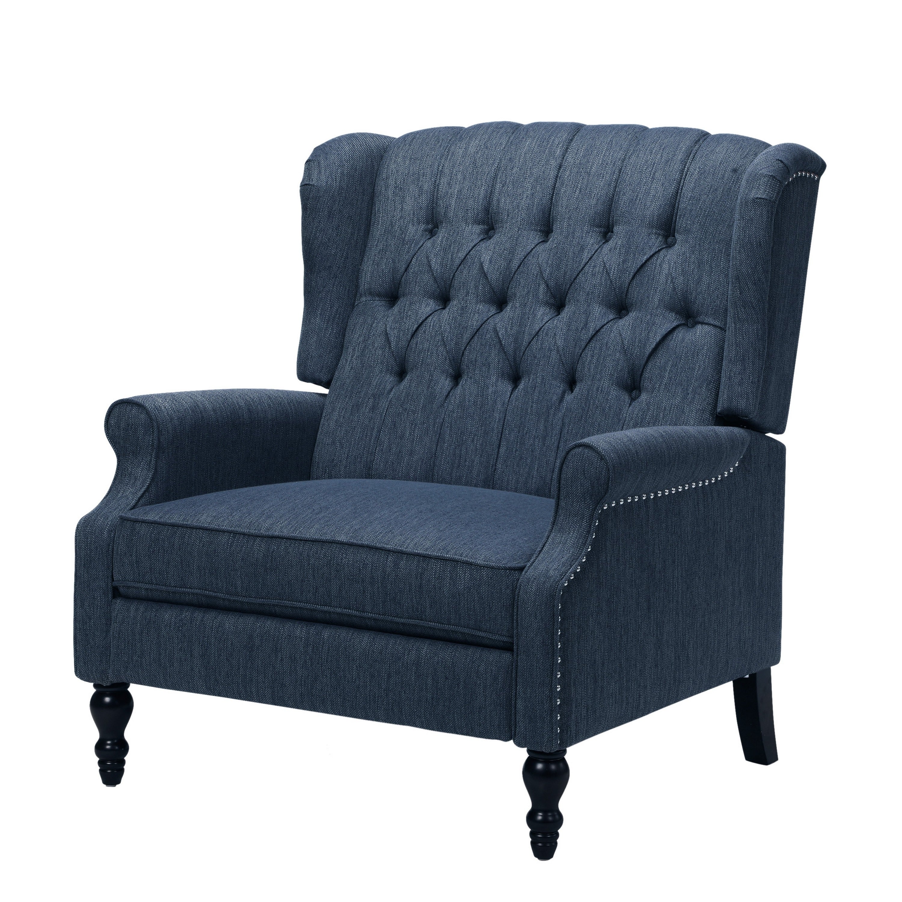 Fauteuil inclinable manuel surdimensionné Jade, capitonné bleu marine