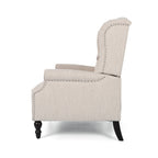 Fauteuil inclinable manuel surdimensionné Jade, dossier à oreilles, capitonné beige