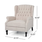 Fauteuil inclinable manuel surdimensionné Jade, dossier à oreilles, capitonné beige