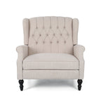 Fauteuil inclinable manuel surdimensionné Jade, dossier à oreilles, capitonné beige