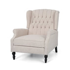Fauteuil inclinable manuel surdimensionné Jade, dossier à oreilles, capitonné beige