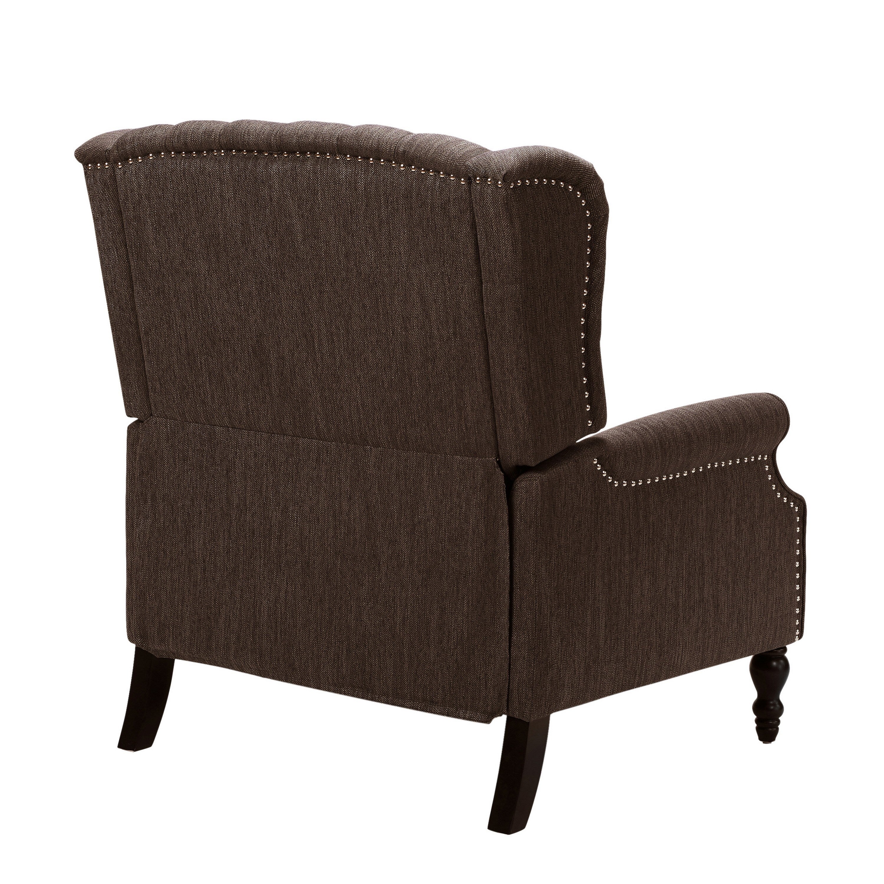 Fauteuil inclinable manuel surdimensionné Jade, dossier à oreilles, capitonné marron