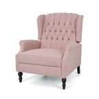 Fauteuil inclinable manuel surdimensionné Jade, dossier à oreilles, capitonné rose