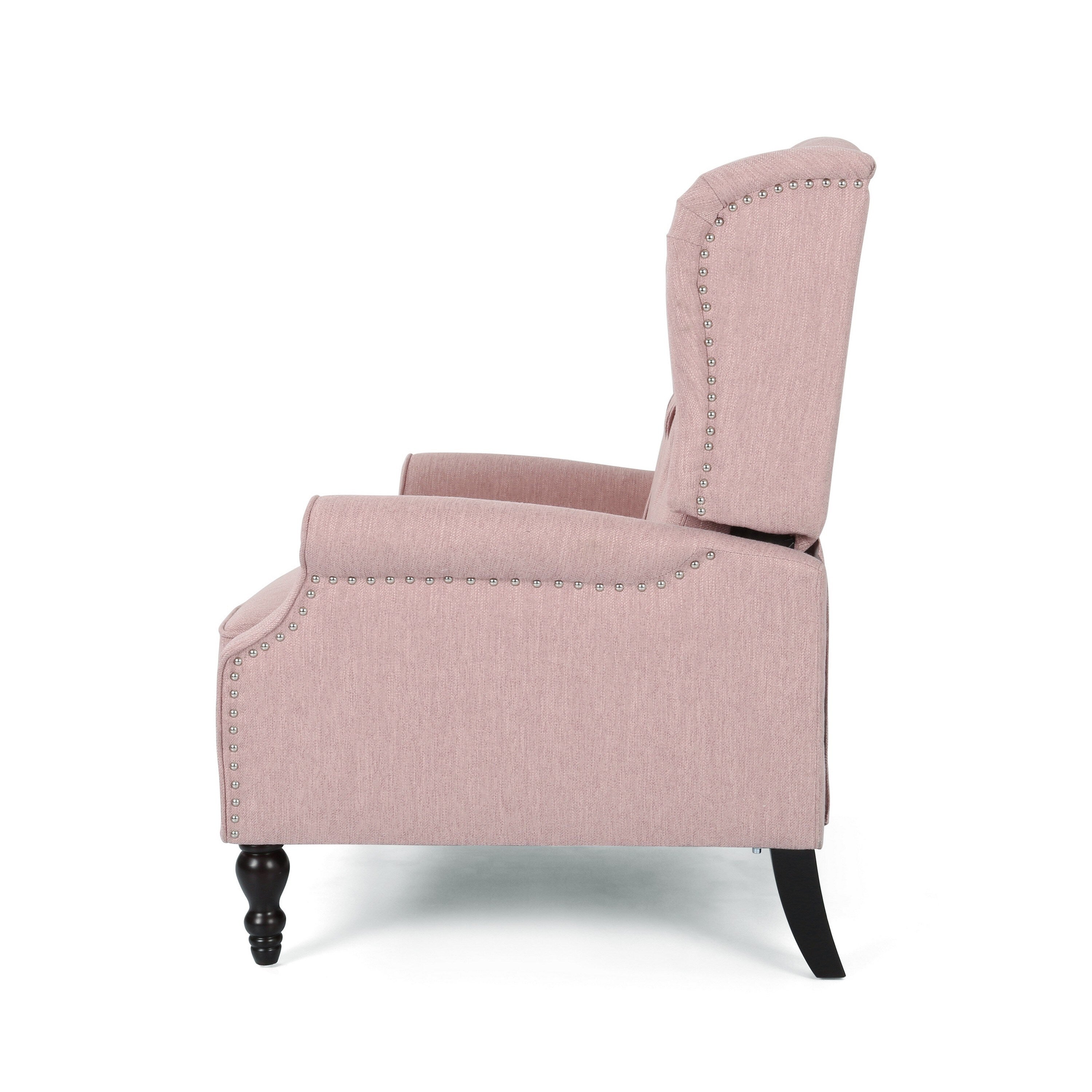 Fauteuil inclinable manuel surdimensionné Jade, dossier à oreilles, capitonné rose
