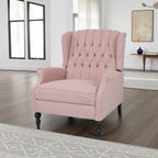 Fauteuil inclinable manuel surdimensionné Jade, dossier à oreilles, capitonné rose