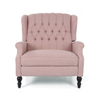 Fauteuil inclinable manuel surdimensionné Jade, dossier à oreilles, capitonné rose
