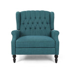 Fauteuil inclinable manuel surdimensionné Jade, dossier à oreilles, capitonné bleu sarcelle