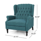 Fauteuil inclinable manuel surdimensionné Jade, dossier à oreilles, capitonné bleu sarcelle