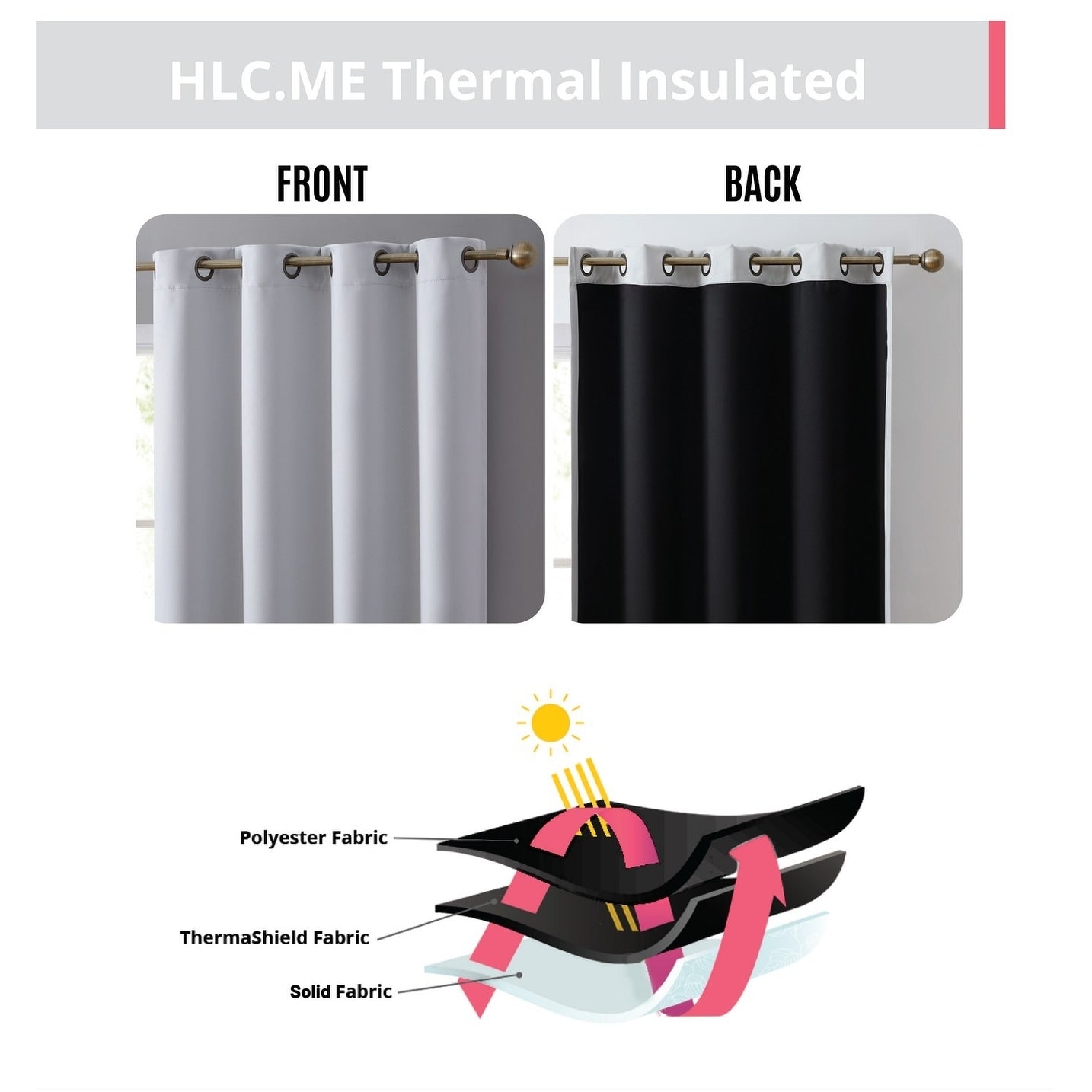 Rideaux occultants Laurance HLC.me 100 % - Rideaux à œillets à isolation thermique et écoénergétiques, lot de 2