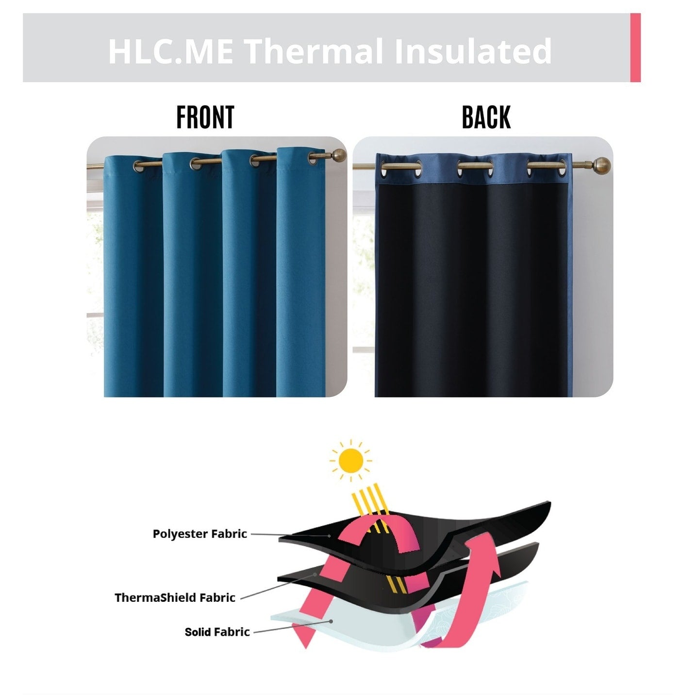 Rideaux occultants Laurance HLC.me 100 % - Rideaux à œillets à isolation thermique et écoénergétiques, lot de 2