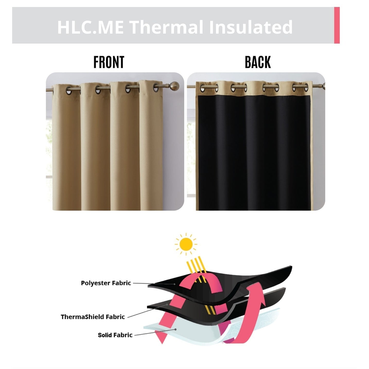 Rideaux occultants Laurance HLC.me 100 % - Rideaux à œillets à isolation thermique et écoénergétiques, lot de 2