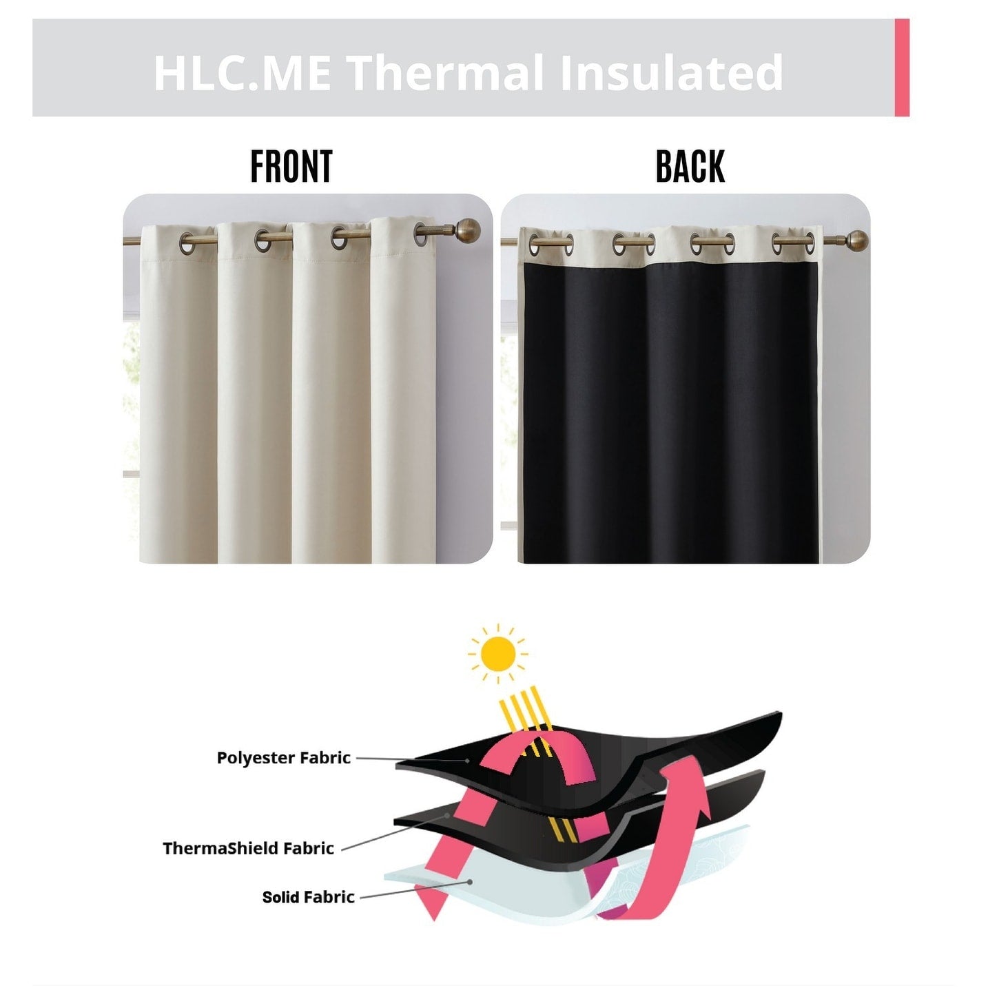 Rideaux occultants Laurance HLC.me 100 % - Rideaux à œillets à isolation thermique et écoénergétiques, lot de 2
