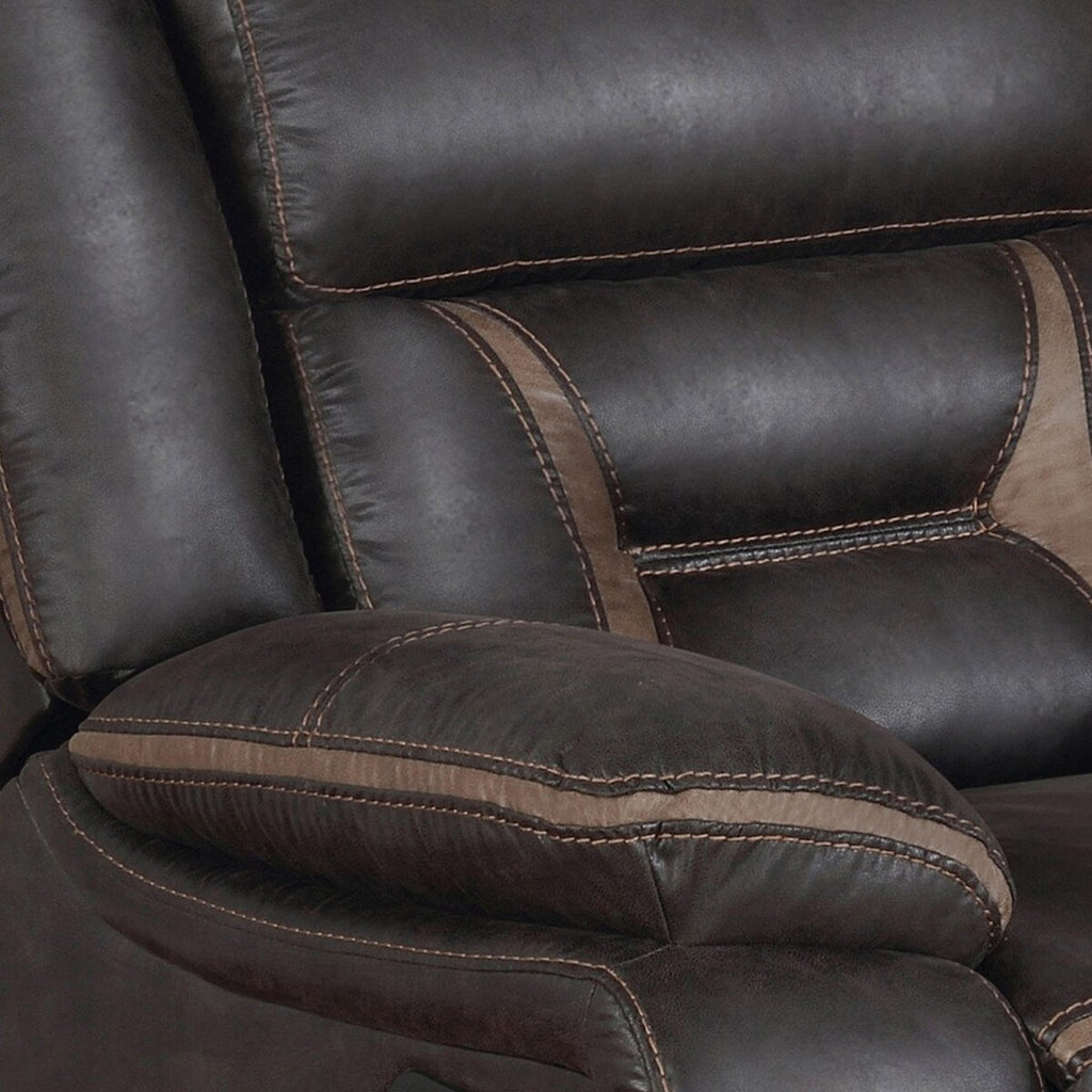 Fauteuil inclinable manuel coulissant Jake de 41 pouces, plateau-coussin, similicuir marron foncé
