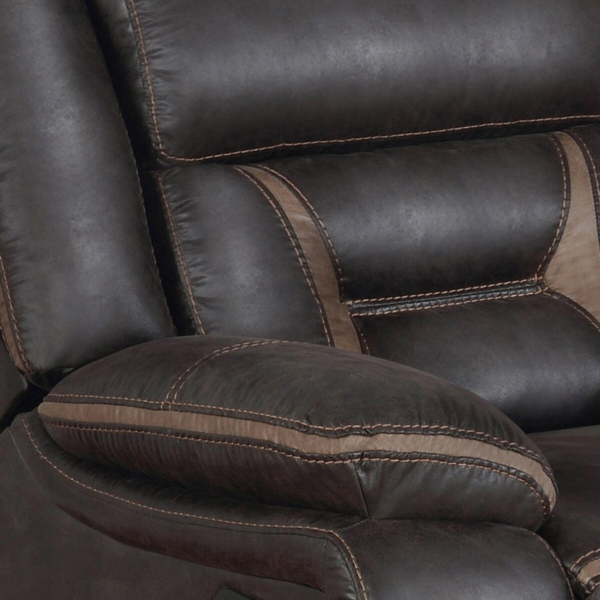 Fauteuil inclinable manuel coulissant Jake de 41 pouces, plateau-coussin, similicuir marron foncé