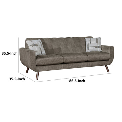 Canapé Jany avec 2 coussins, 87 pouces, microfibre marron, ton noyer