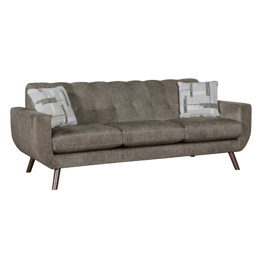 Canapé Jany avec 2 coussins, 87 pouces, microfibre marron, ton noyer